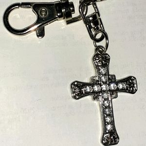 Diamond cross keychain